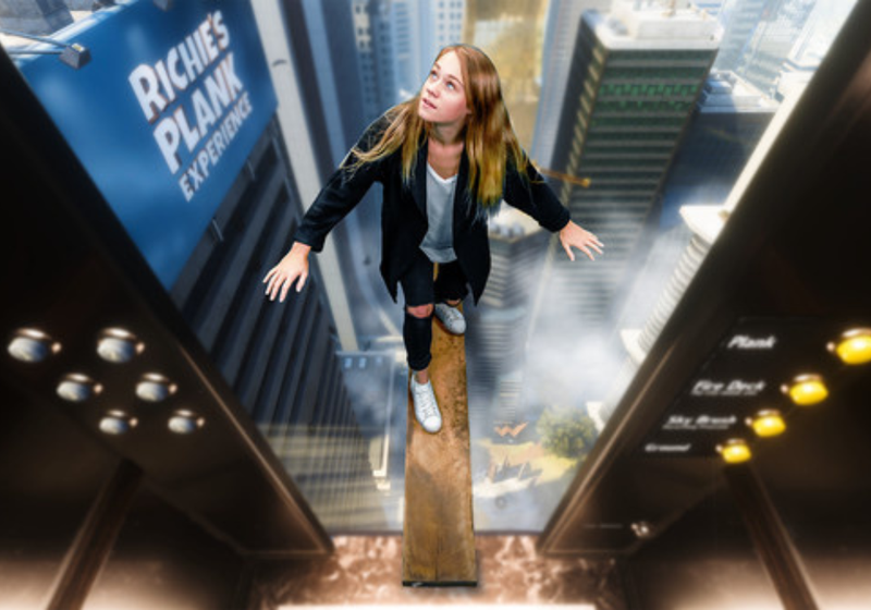 VR plank walk experience — fear of heights simulation